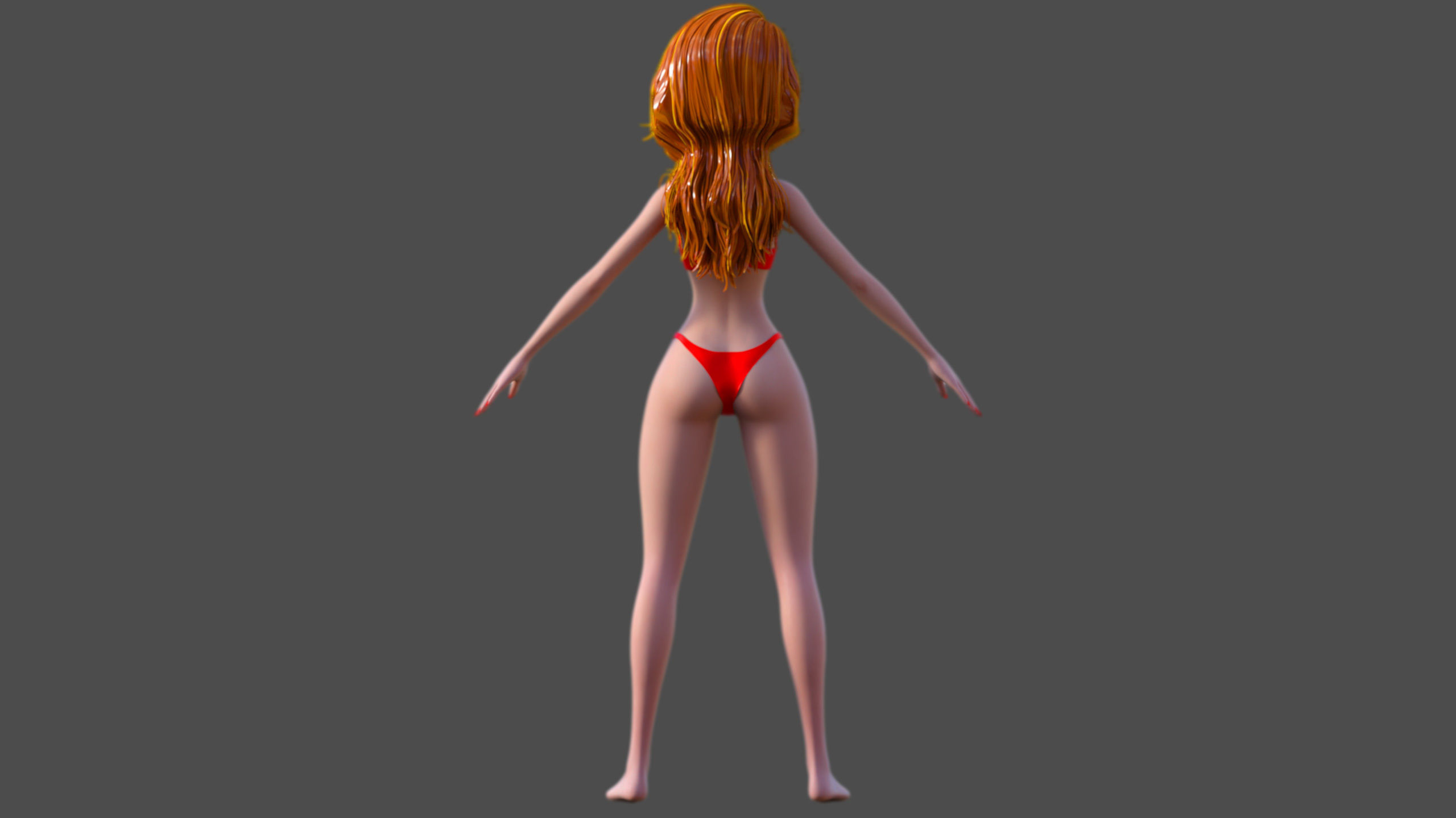 Cartoon Girl Low-poly 3D model_6