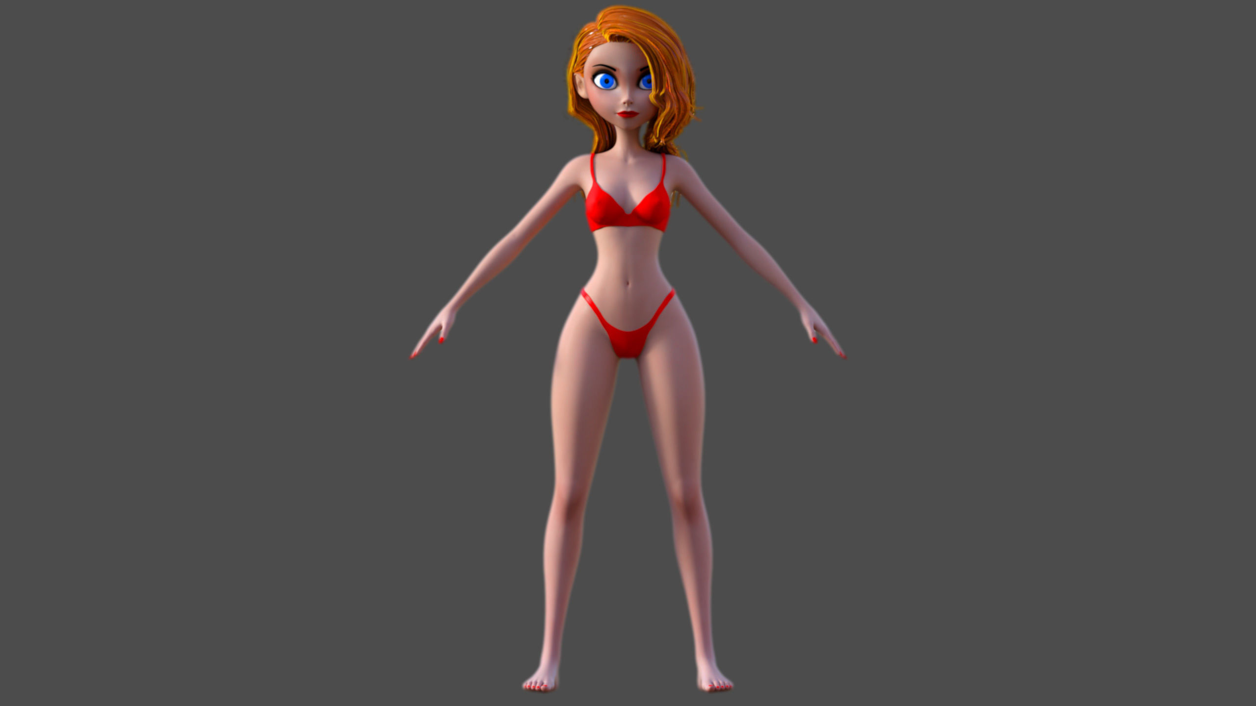 Cartoon Girl Low-poly 3D model_4