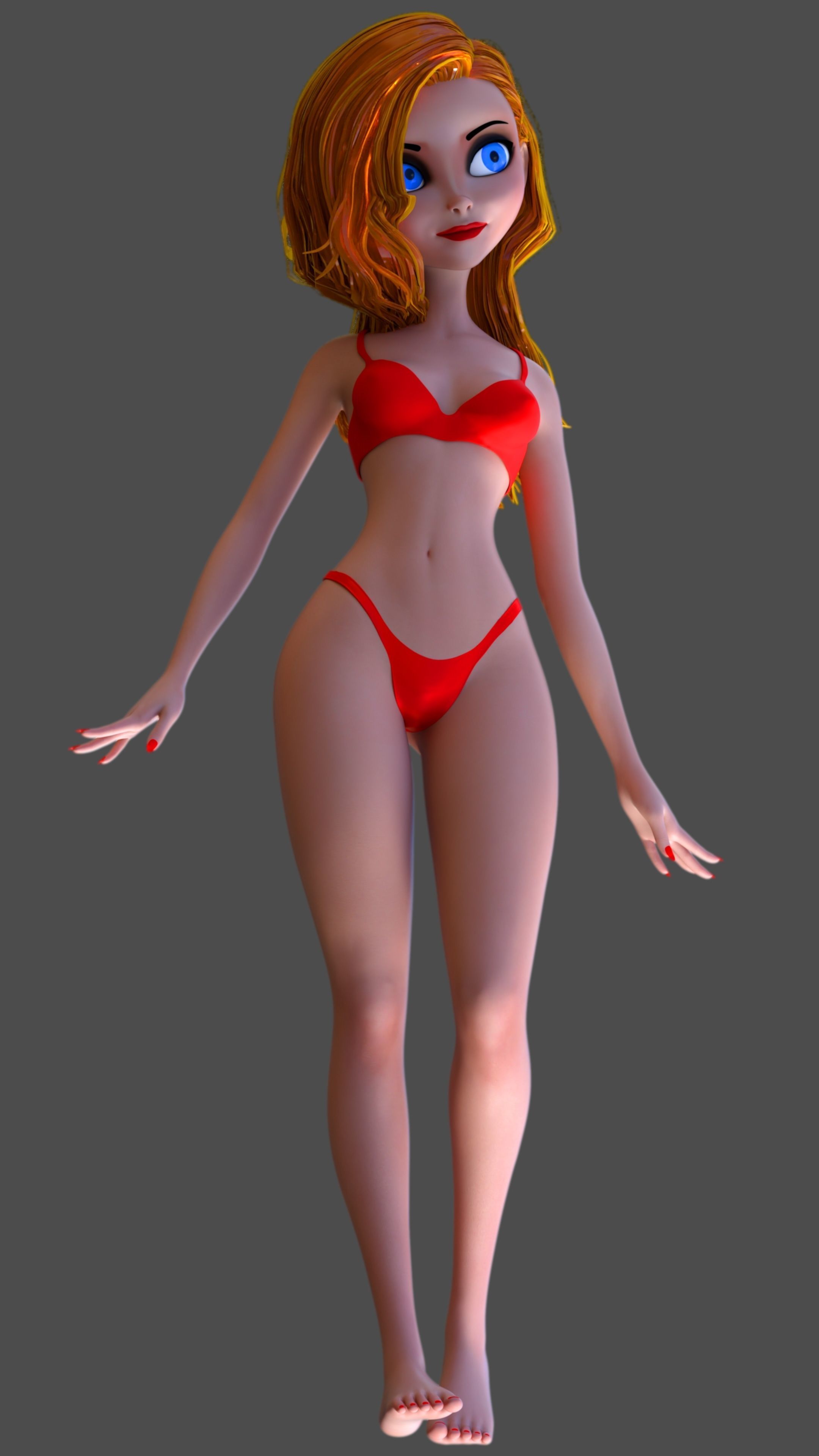 Cartoon Girl Low-poly 3D model_9