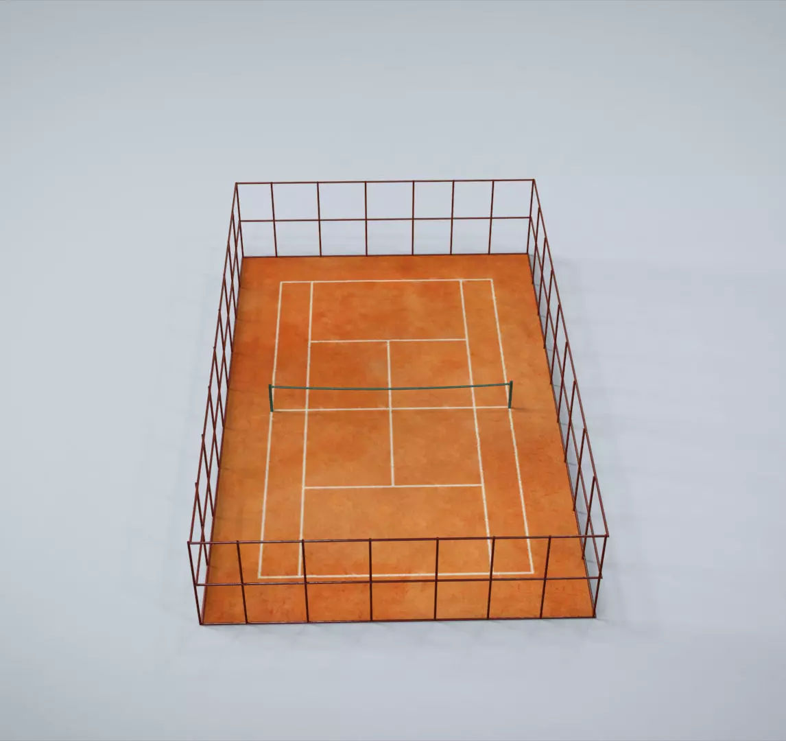 Tennis Court Low-poly 3D model_0