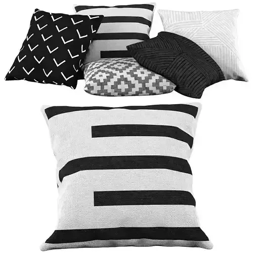 Pillow set 07 Mudcloth Big Arrows in Black and White