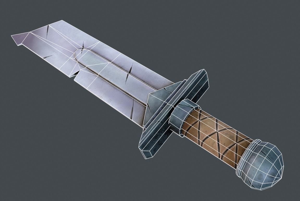 Stylized Lowpoly Fantasy Sword 3 Low-poly 3D model_7