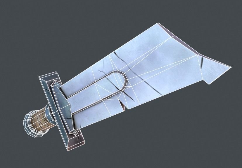 Stylized Lowpoly Fantasy Sword 3 Low-poly 3D model_8
