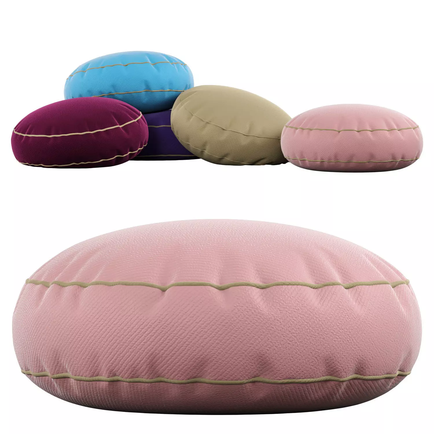 Pillow set 10 Round velvet pillow 3D model