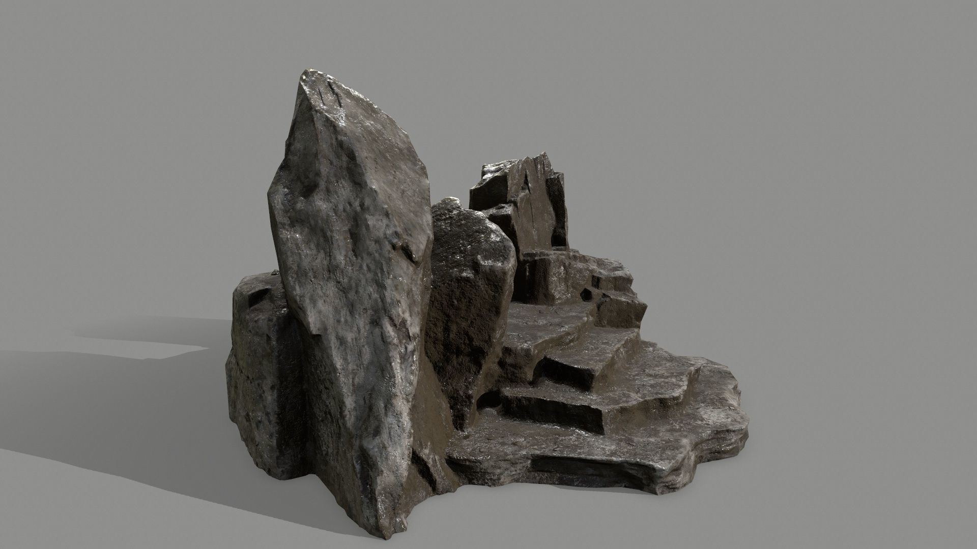 Stone rock Low-poly 3D model_2