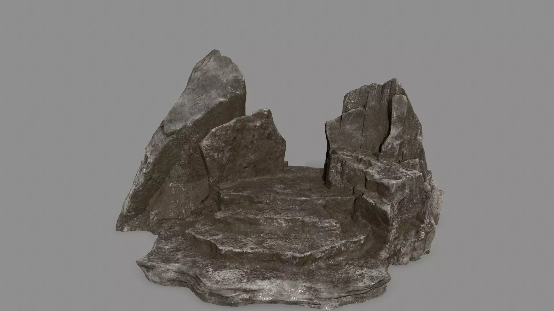 Stone rock Low-poly 3D model_0