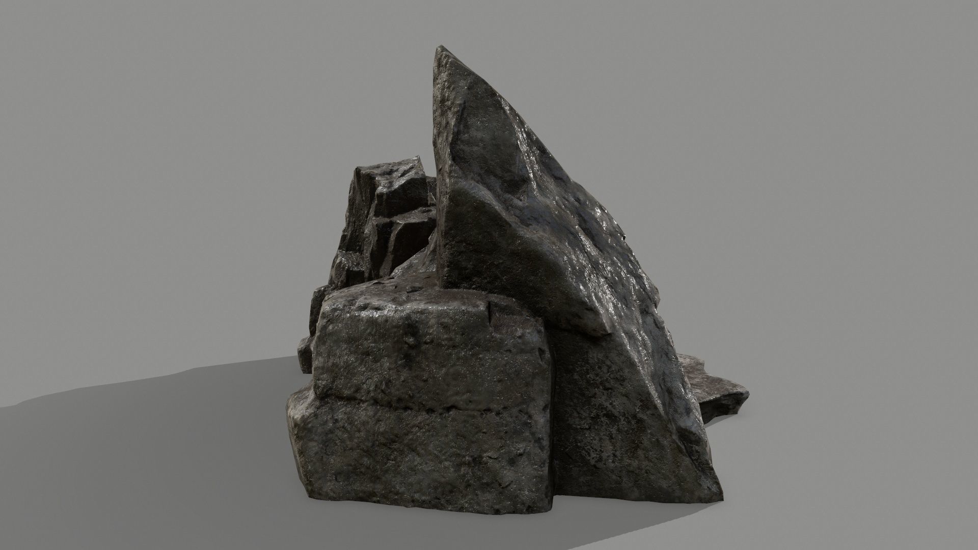 Stone rock Low-poly 3D model_3