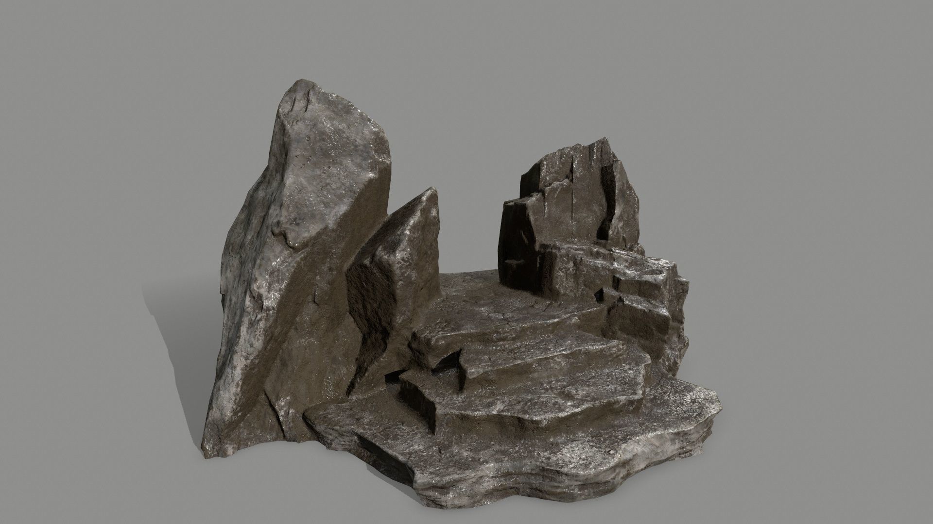 Stone rock Low-poly 3D model_1