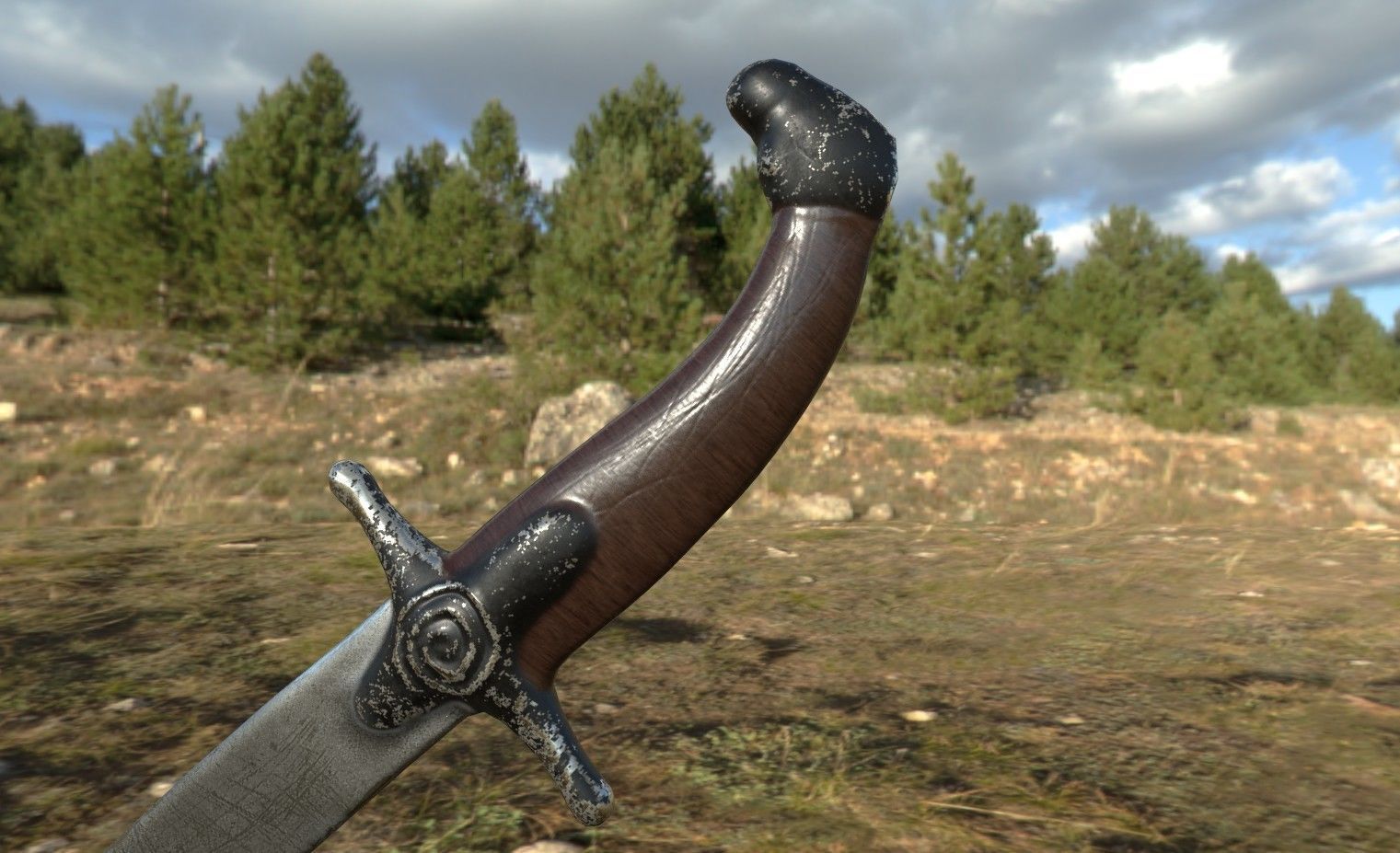 Old saber Low-poly 3D model_2