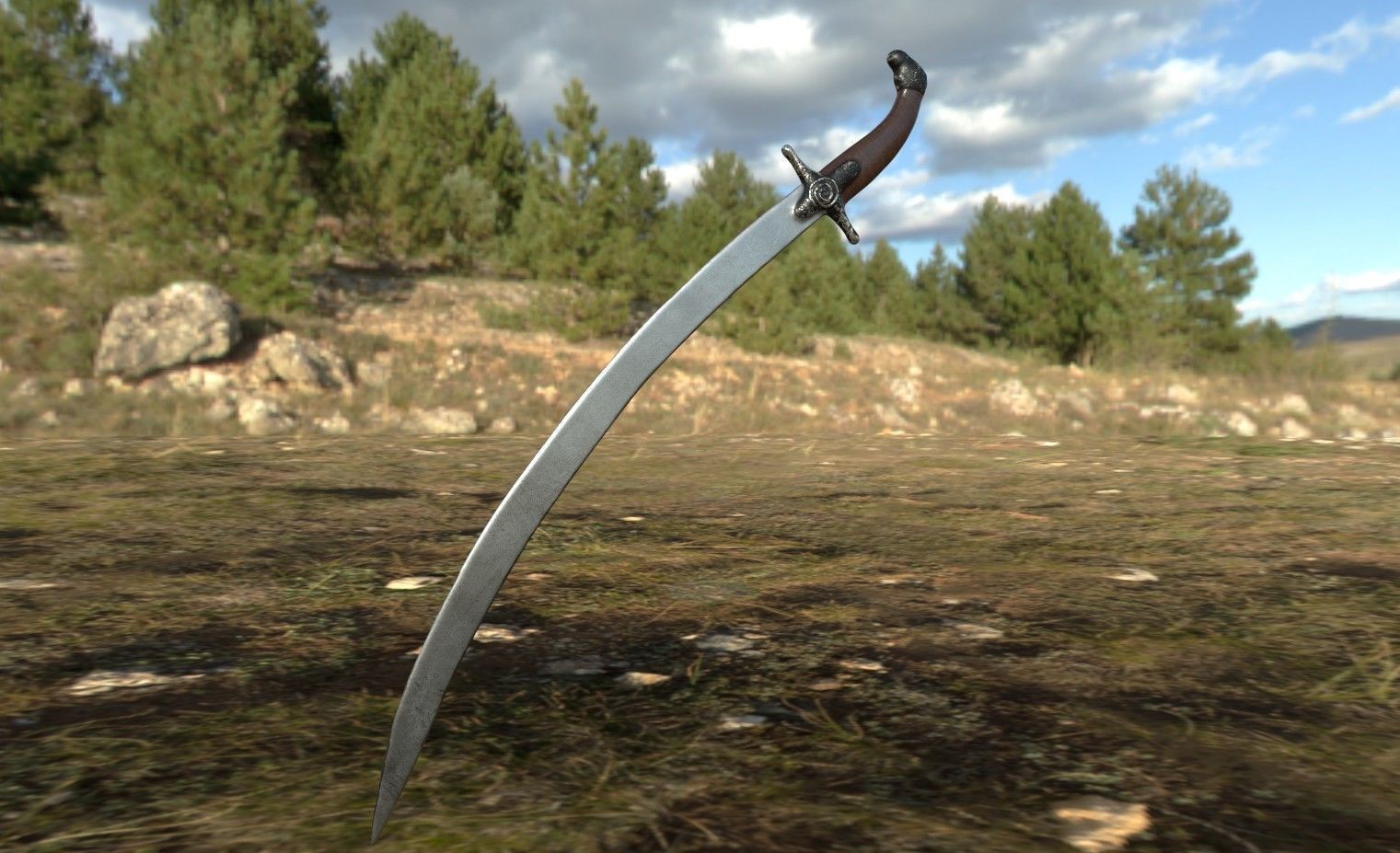 Old saber Low-poly 3D model_4