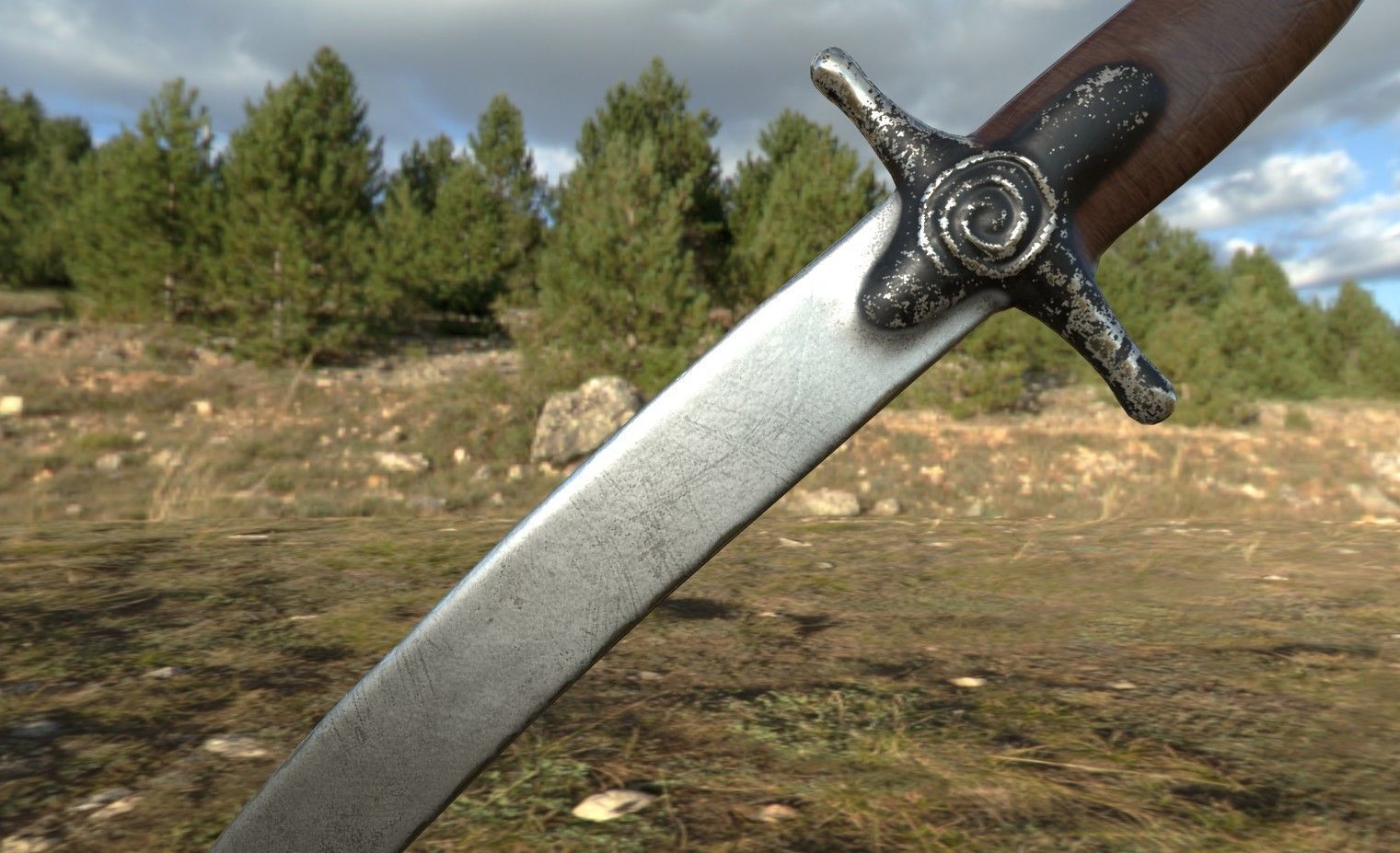 Old saber Low-poly 3D model_3