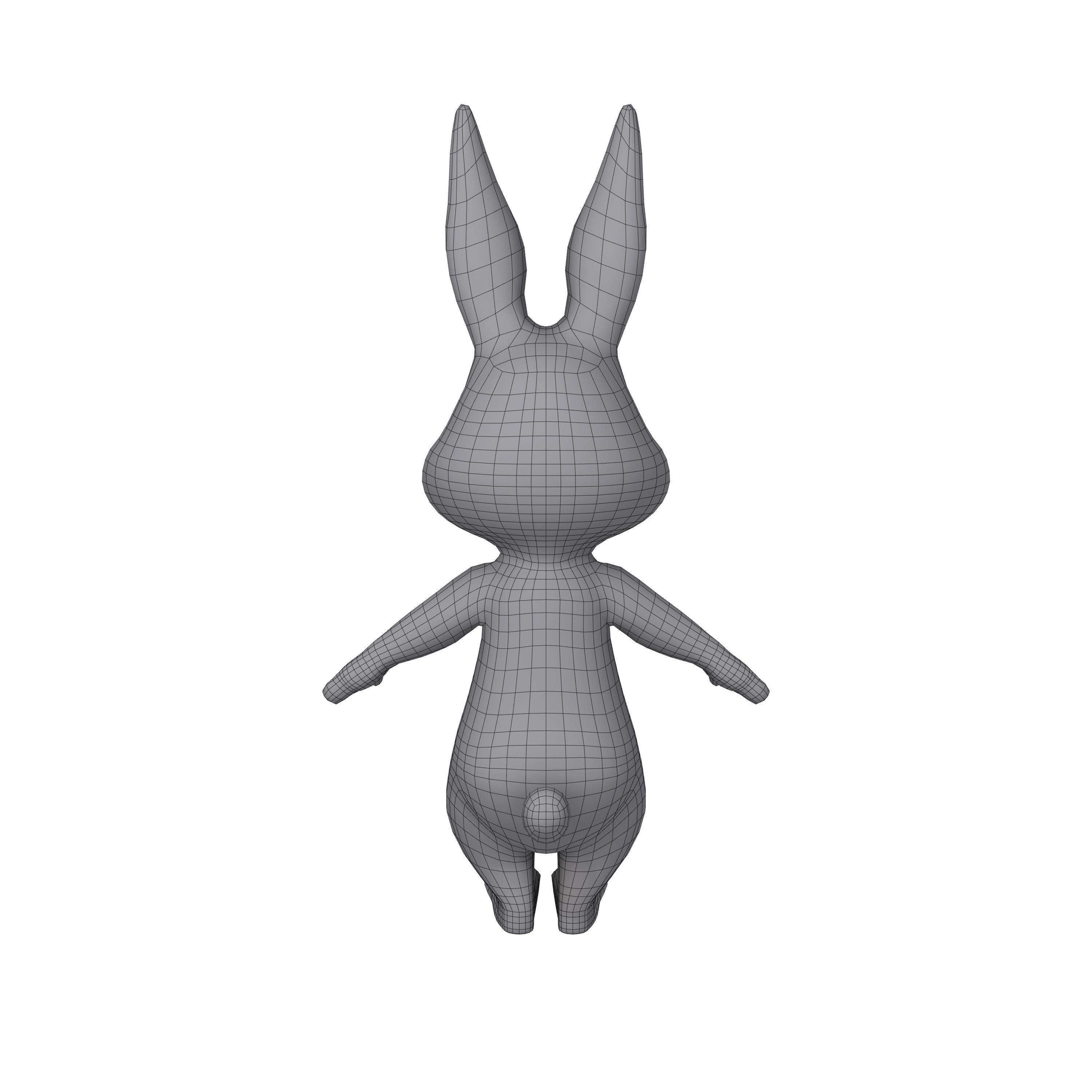 Rabbit cartoon 3D model_7