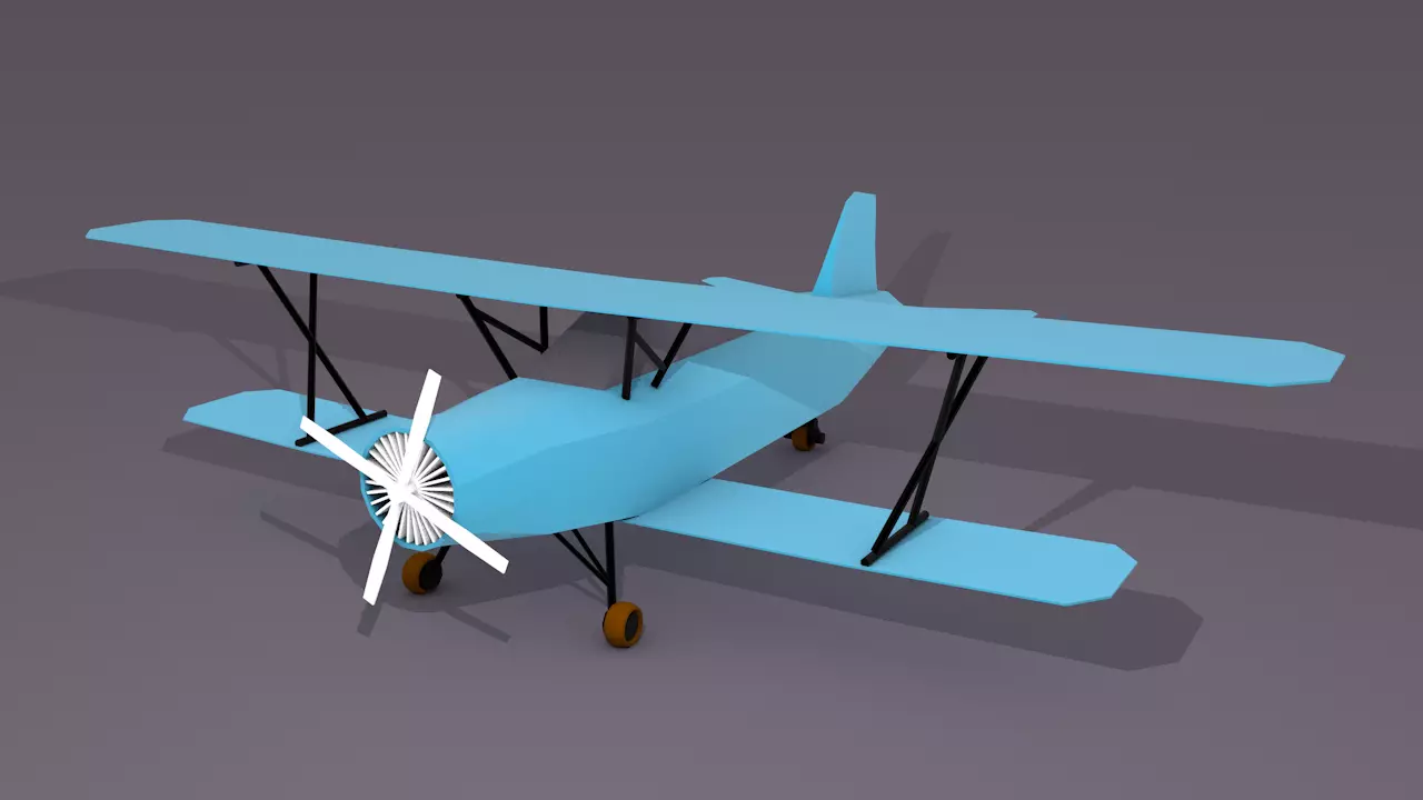 Low Poly Aircraft biplane Free low-poly 3D model
