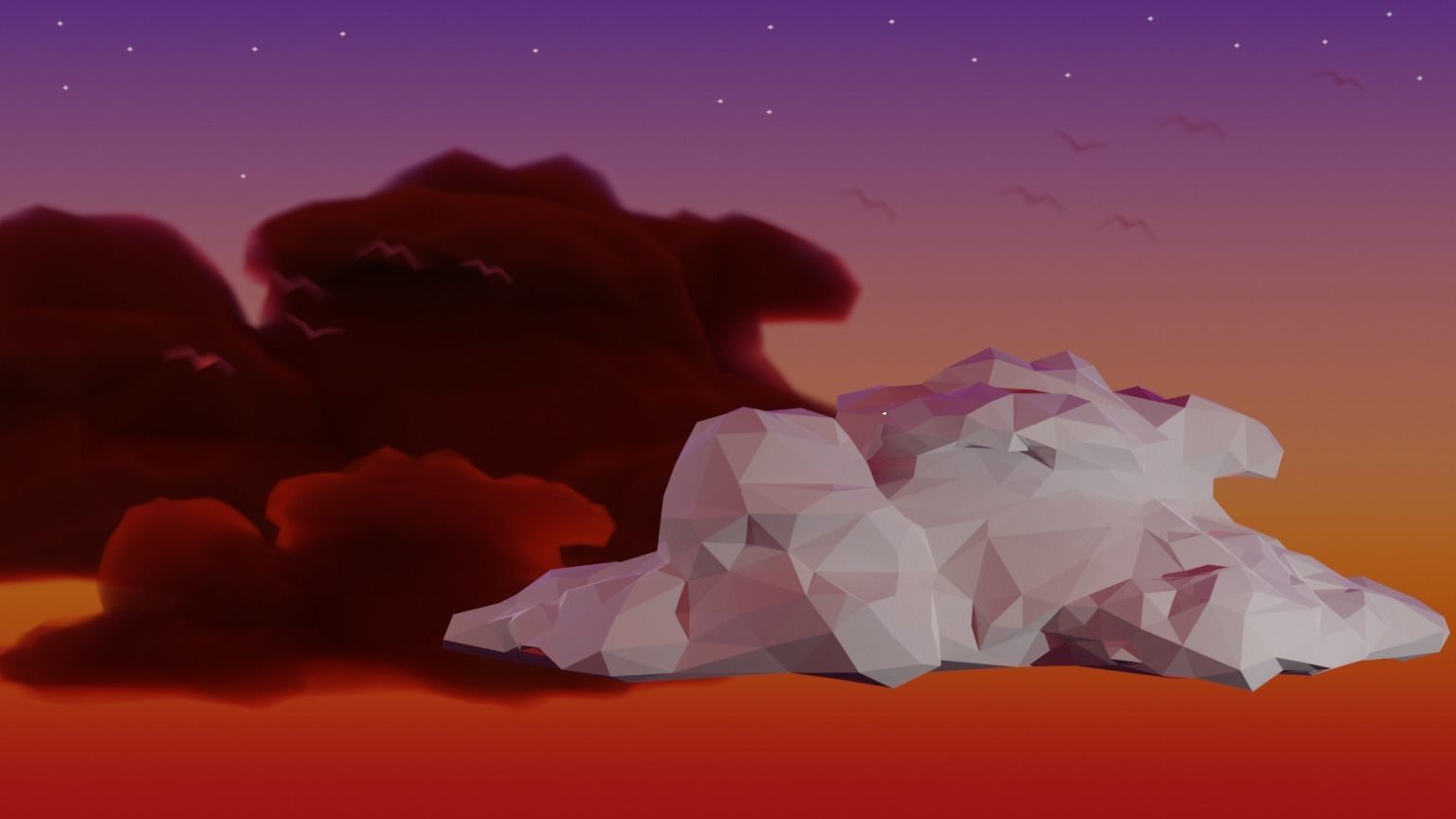 Low Poly Cumulonimbus Storm Cloud 1 Low-poly 3D model_2