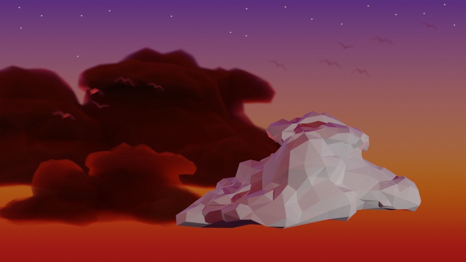 Low Poly Cumulonimbus Storm Cloud 1 Low-poly 3D model_3