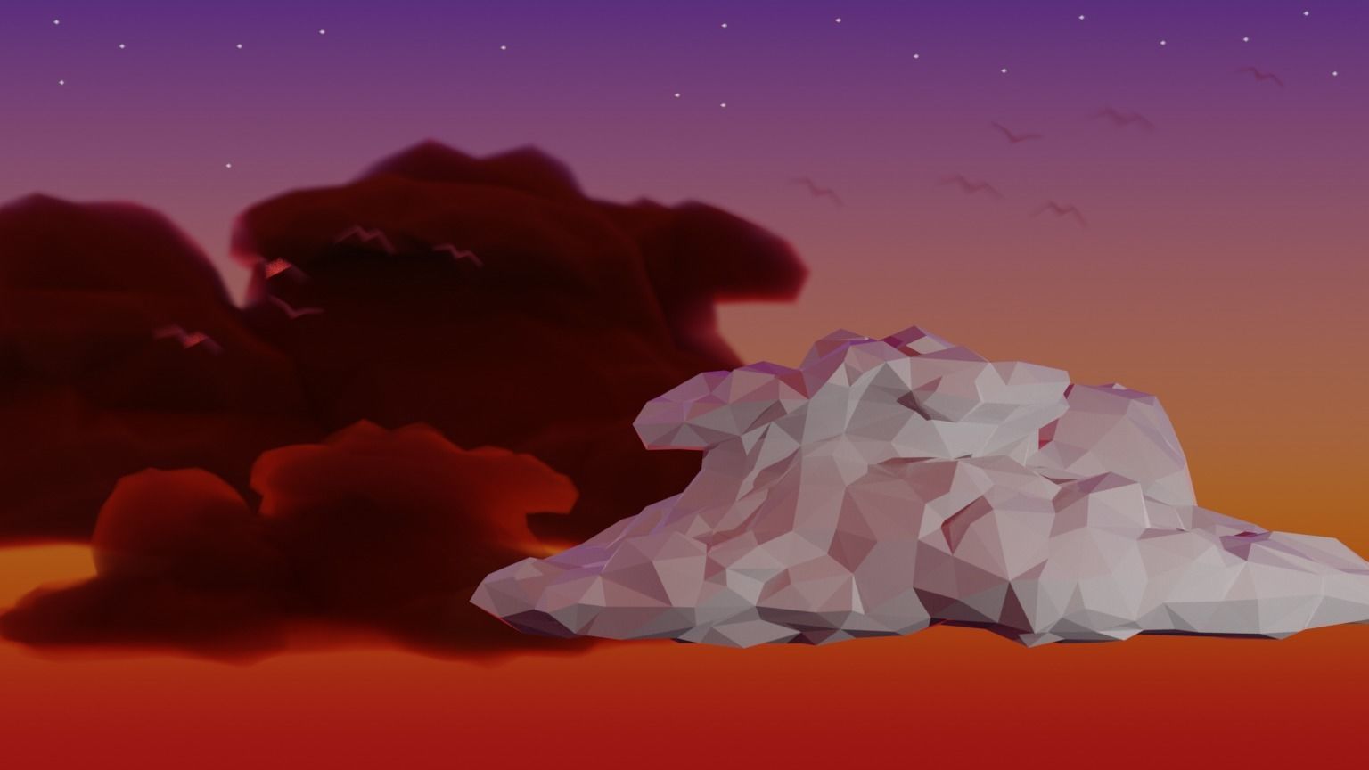 Low Poly Cumulonimbus Storm Cloud 1 Low-poly 3D model_5