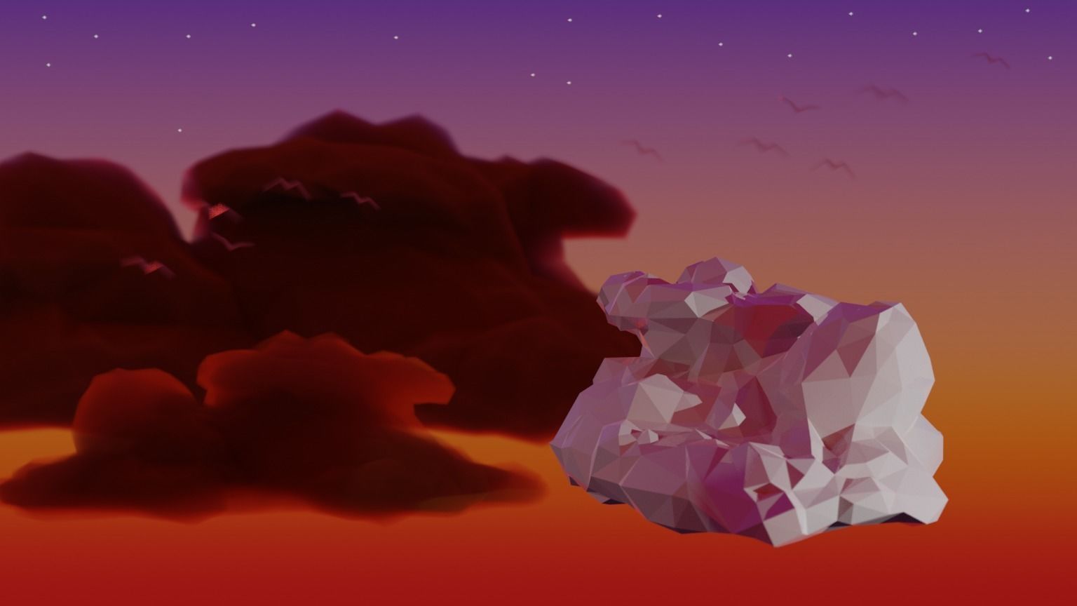 Low Poly Cumulonimbus Storm Cloud 1 Low-poly 3D model_4