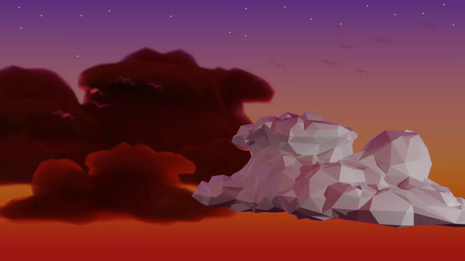 Low Poly Cumulonimbus Storm Cloud 1 Low-poly 3D model_0