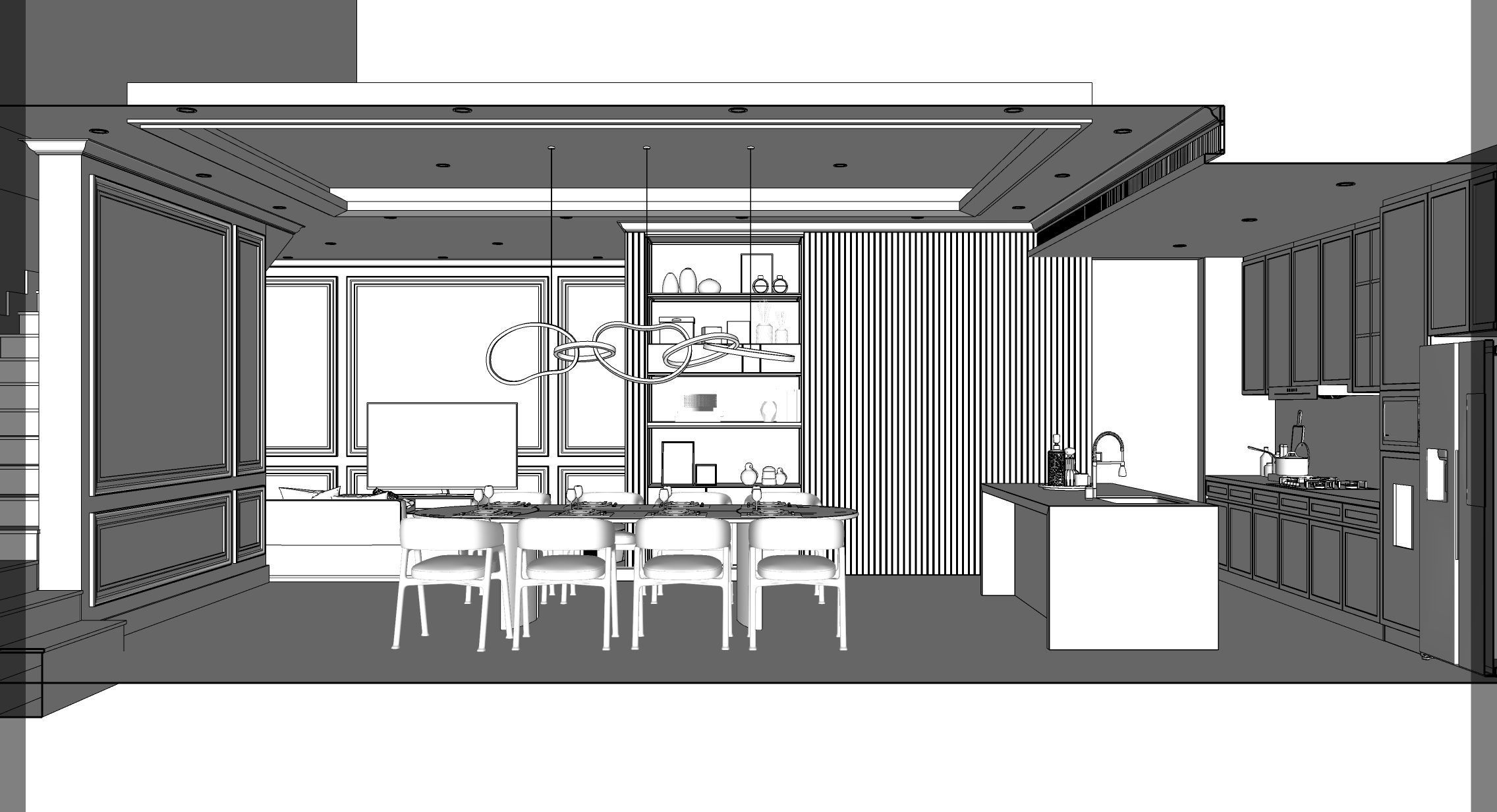 Interior Scene - Living Dining Kitchen 3D model_12