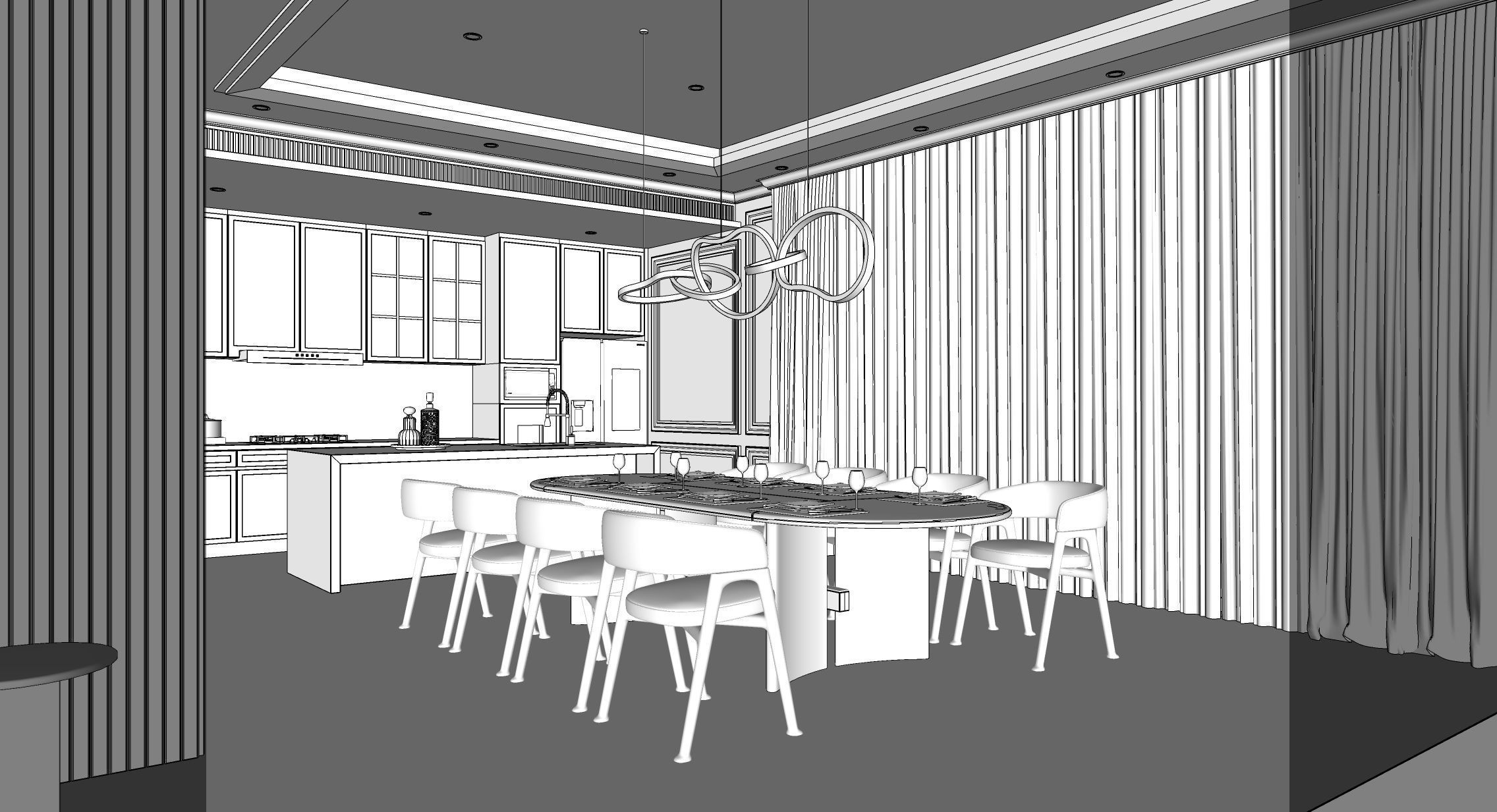 Interior Scene - Living Dining Kitchen 3D model_14