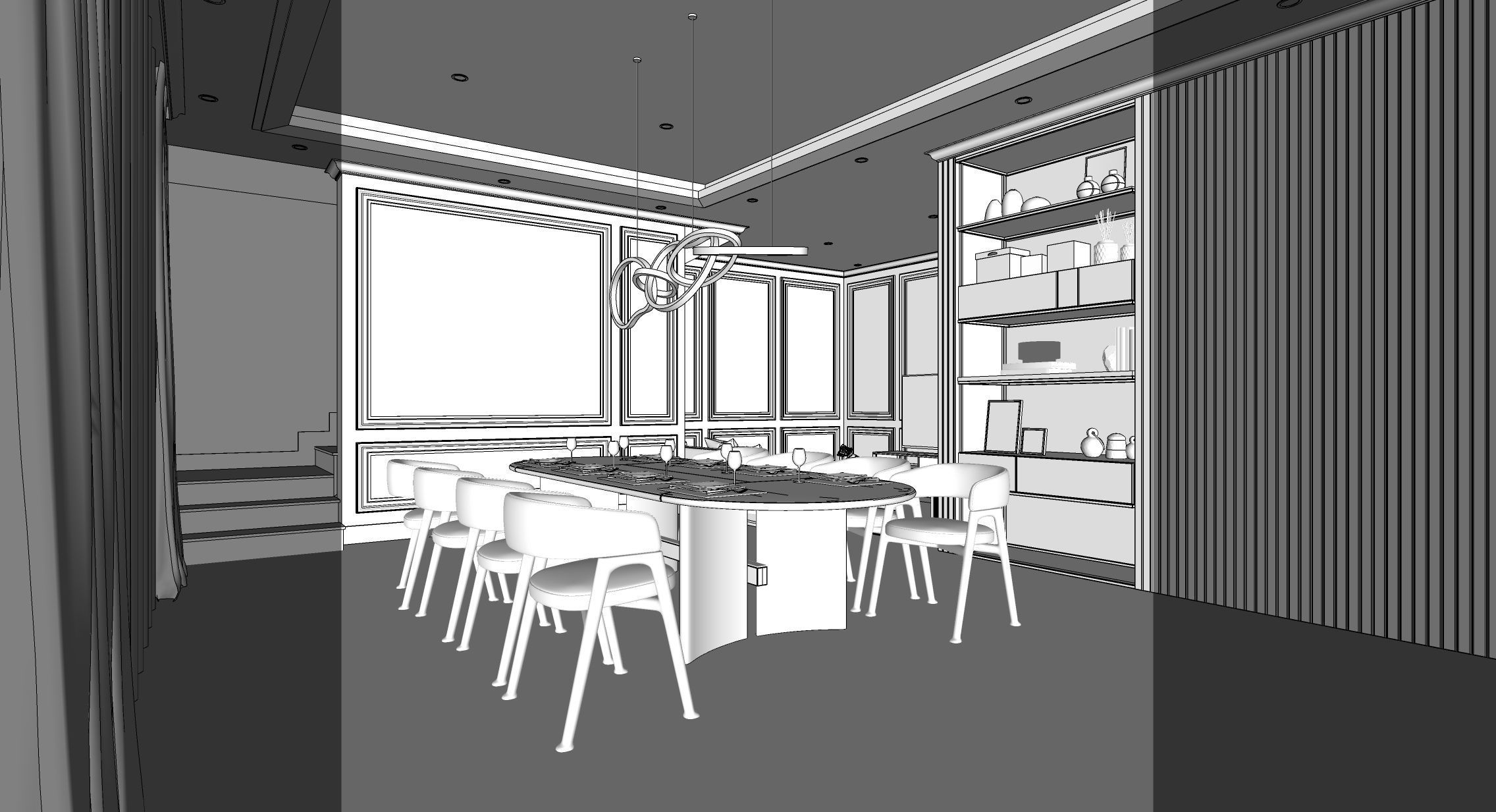 Interior Scene - Living Dining Kitchen 3D model_10