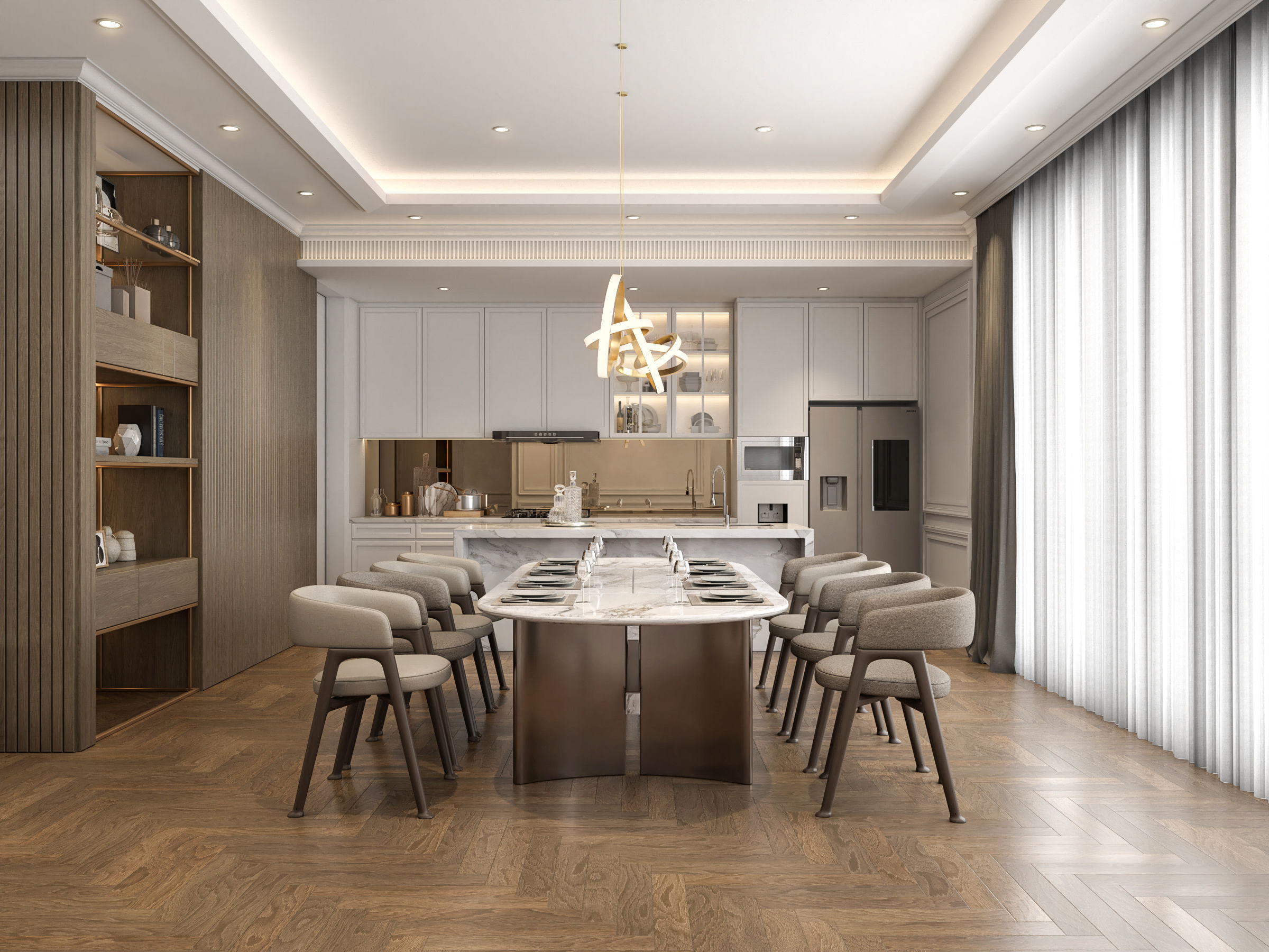 Interior Scene - Living Dining Kitchen 3D model_0