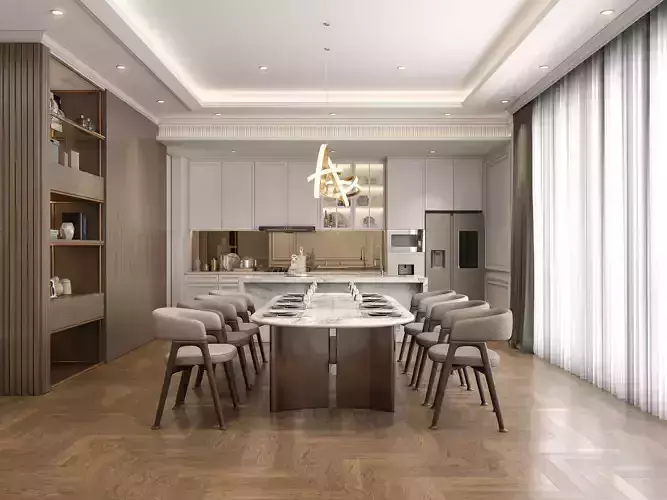 Interior Scene - Living Dining Kitchen 3D model