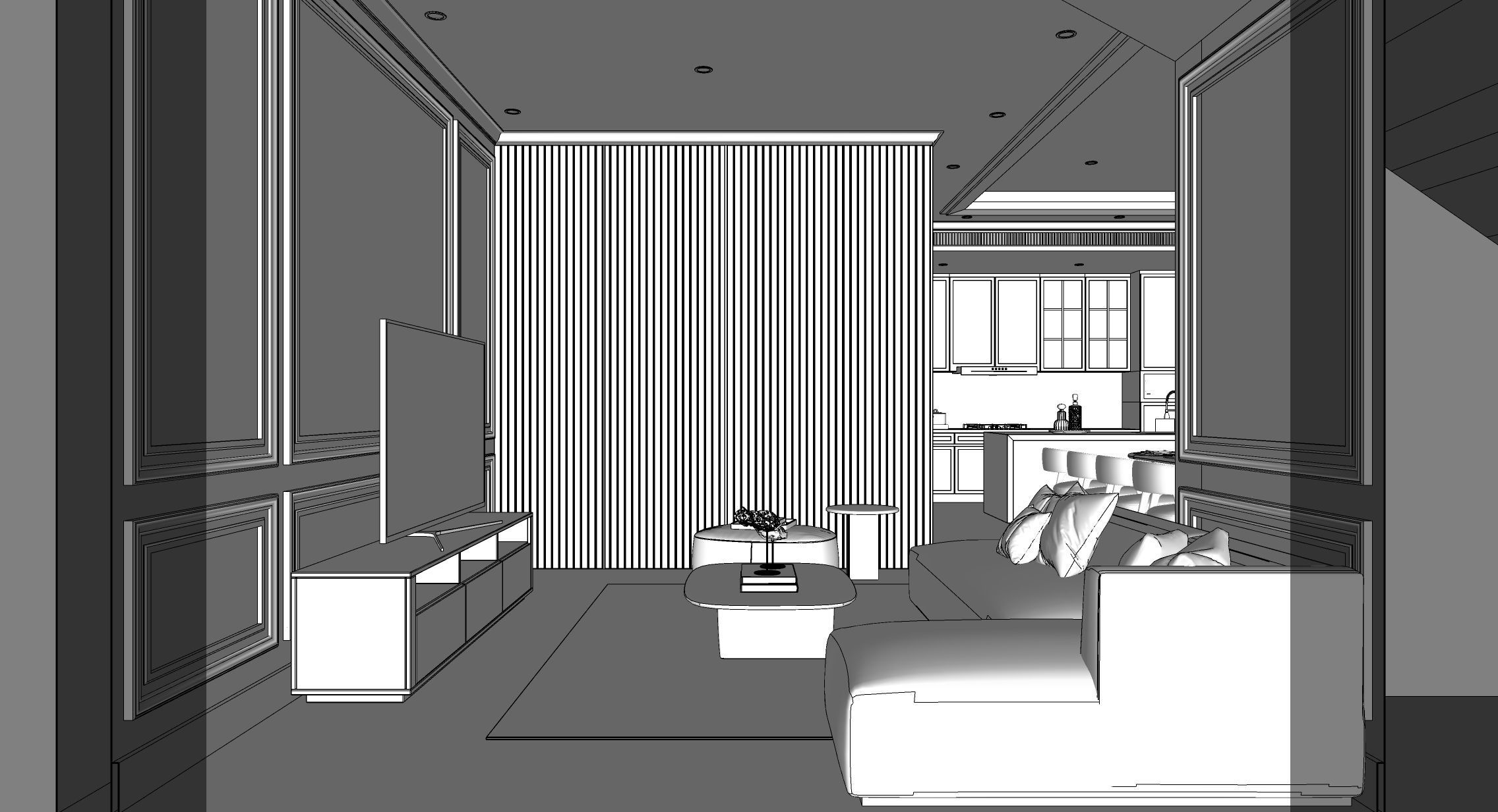 Interior Scene - Living Dining Kitchen 3D model_8