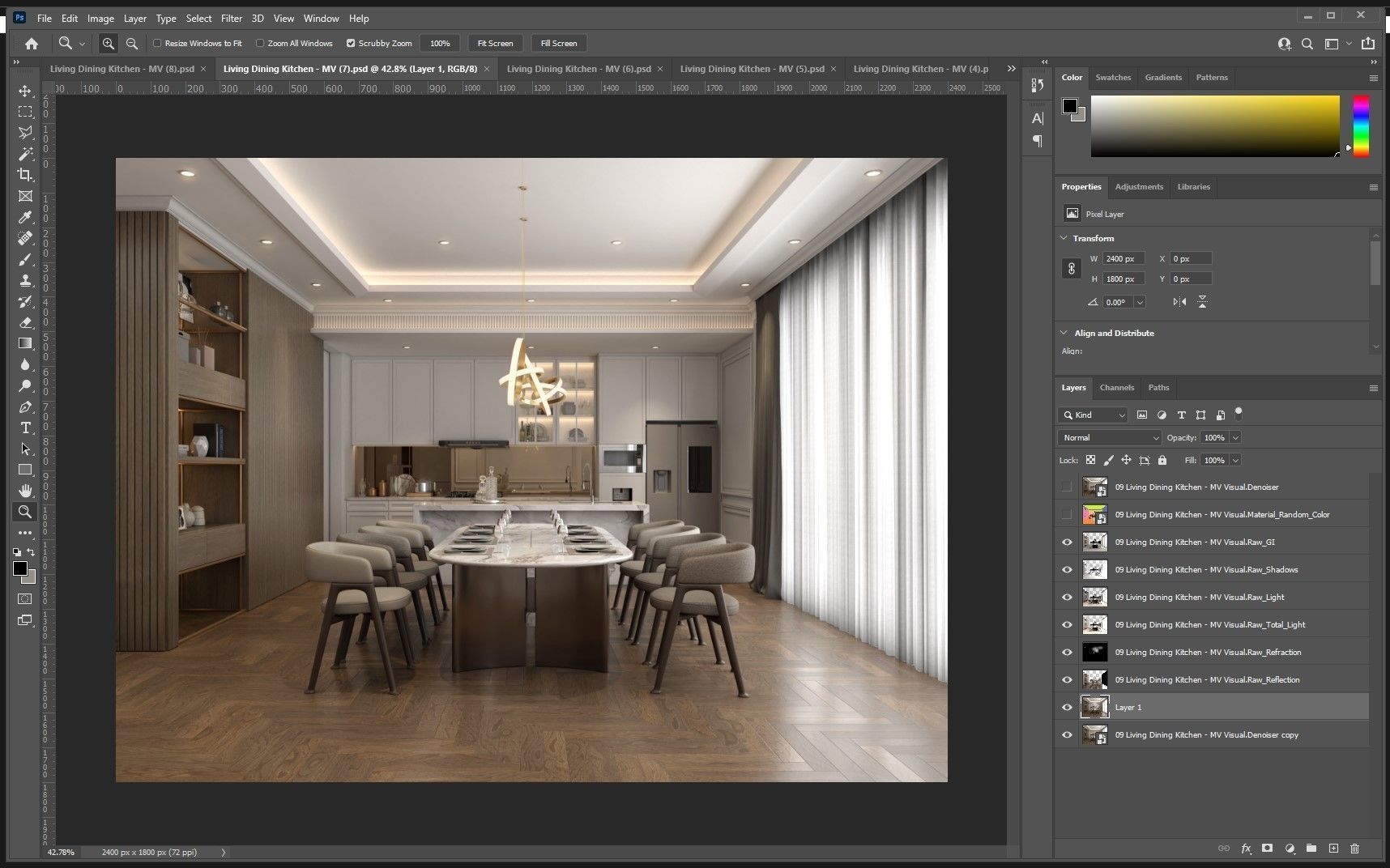 Interior Scene - Living Dining Kitchen 3D model_2