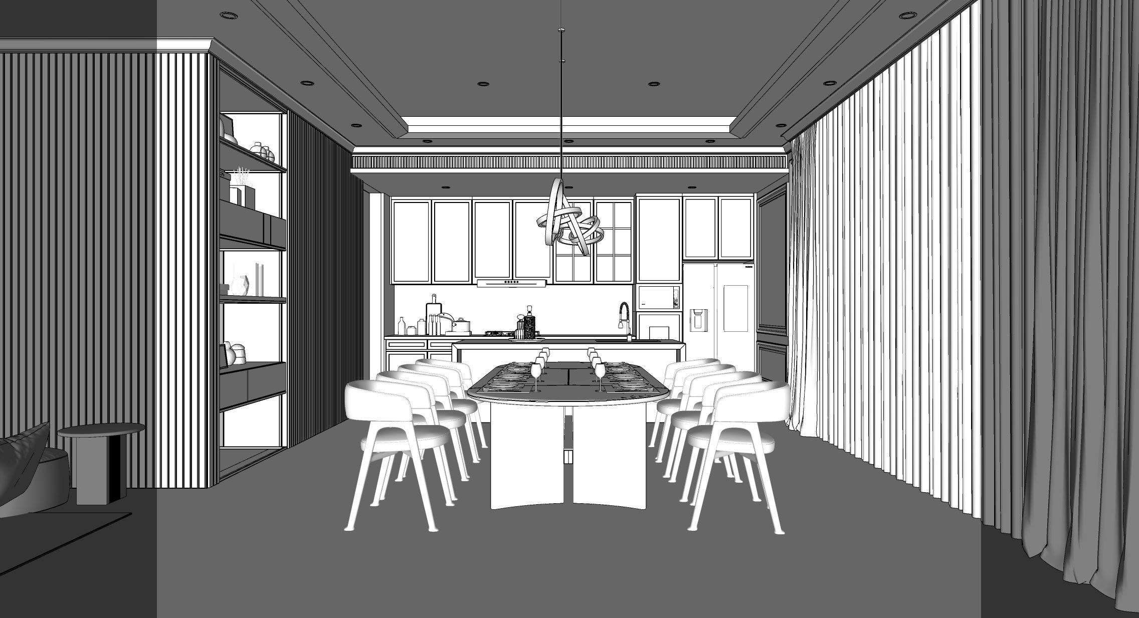 Interior Scene - Living Dining Kitchen 3D model_1