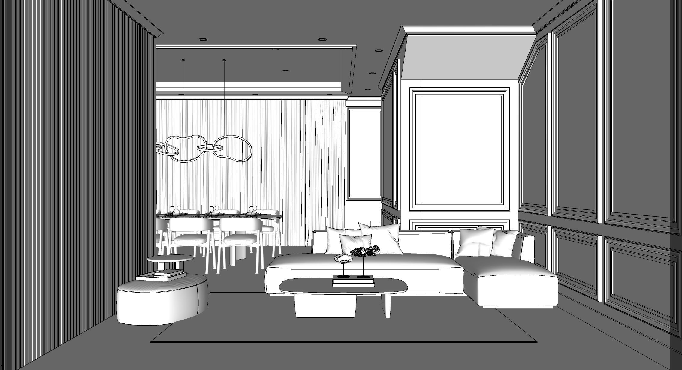 Interior Scene - Living Dining Kitchen 3D model_4