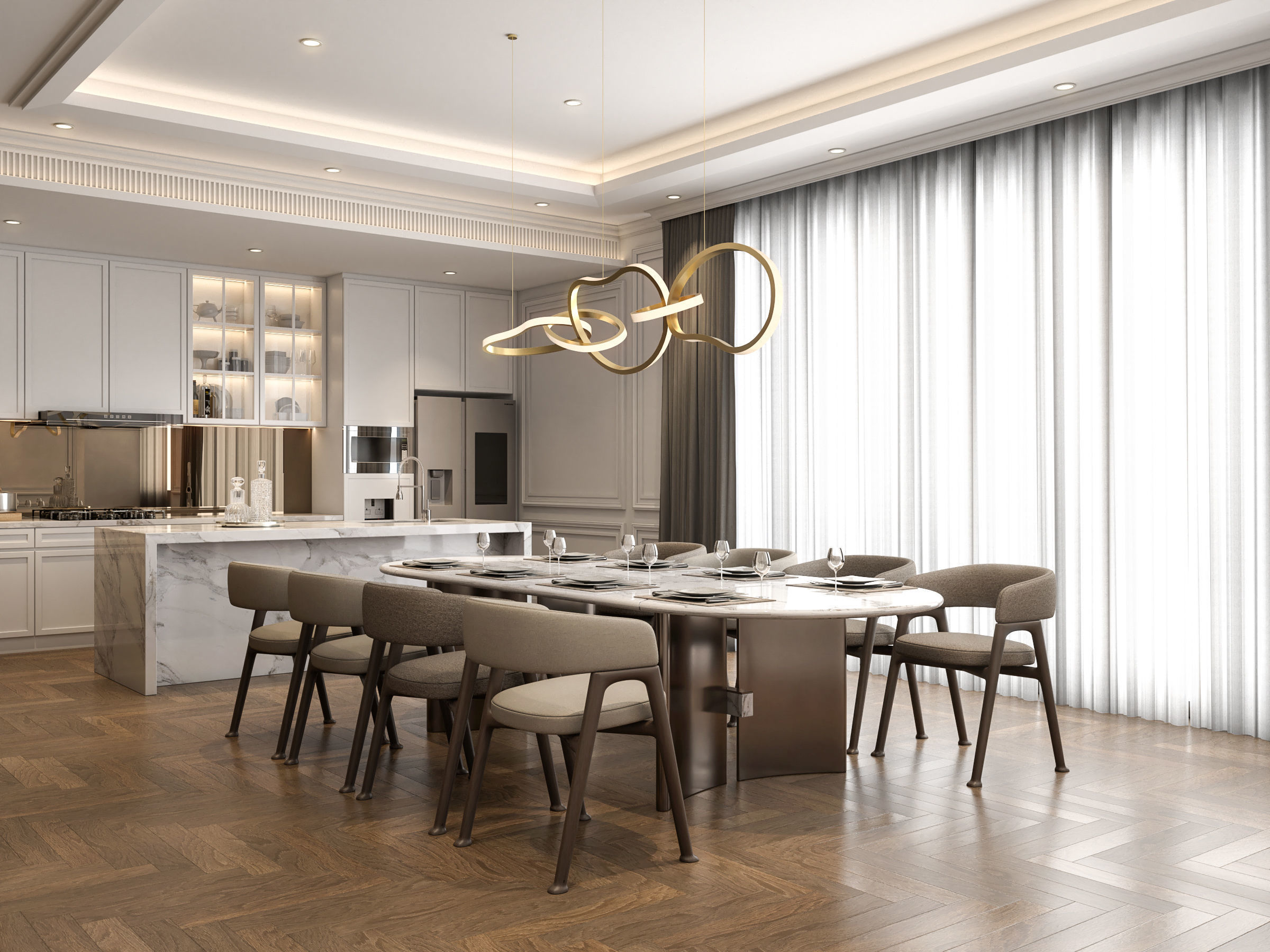 Interior Scene - Living Dining Kitchen 3D model_13