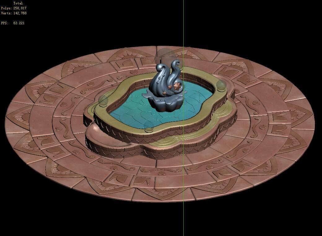 Disney main city - fountain 02 3D model_4