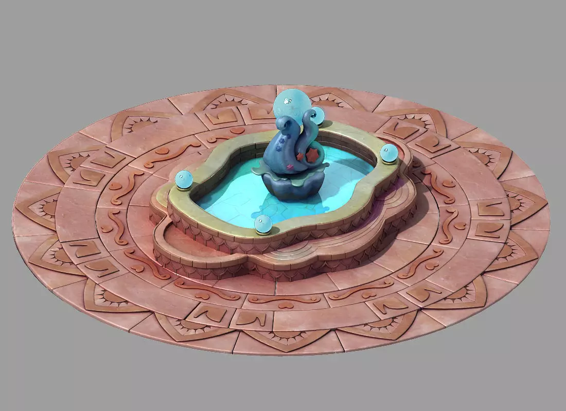 Disney main city - fountain 02 3D model_0