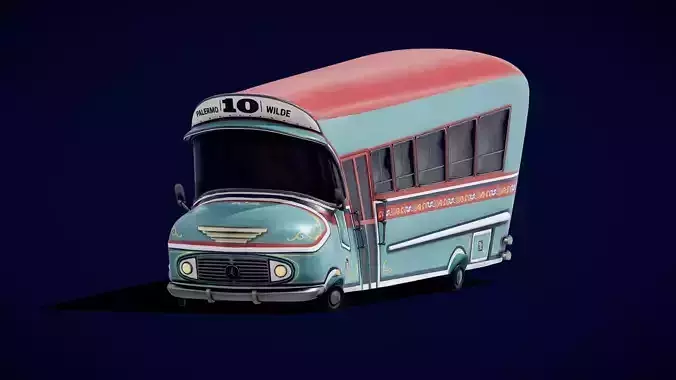 Colectivo 10 Toon Argentine Bus Low-poly 3D model