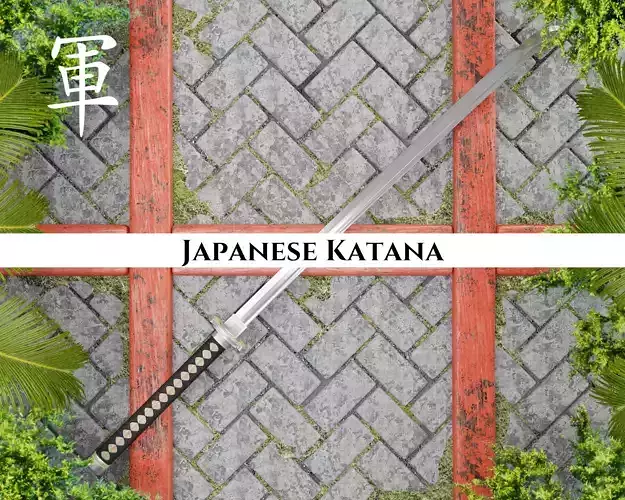 Ancient Japanese Katana Low-poly 3D model