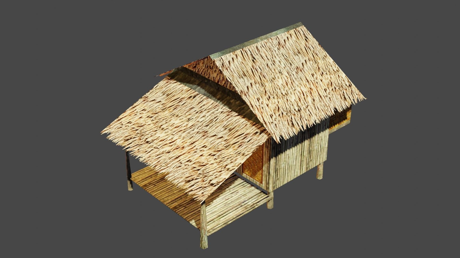 Lowpoly House nipa hut - shanty Low-poly 3D model_6