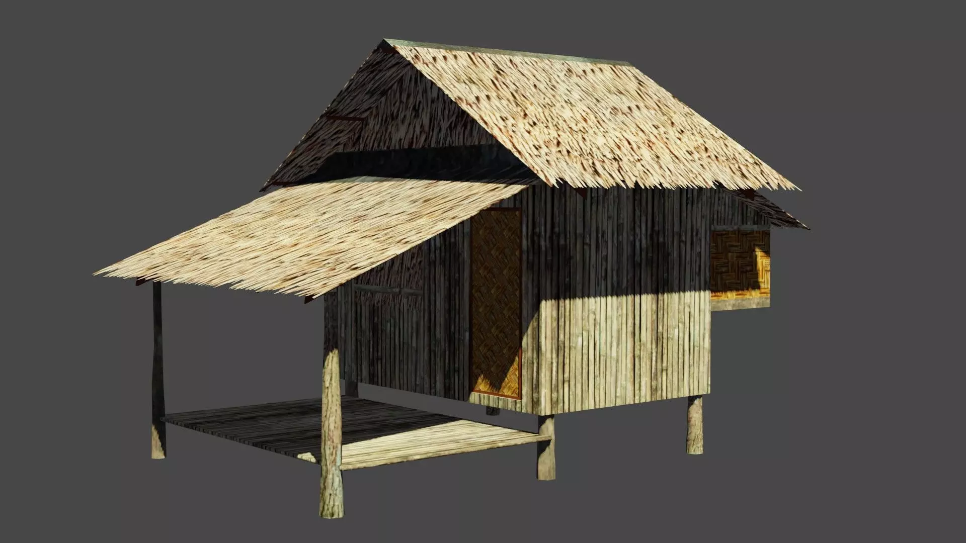 Lowpoly House nipa hut - shanty Low-poly 3D model_0