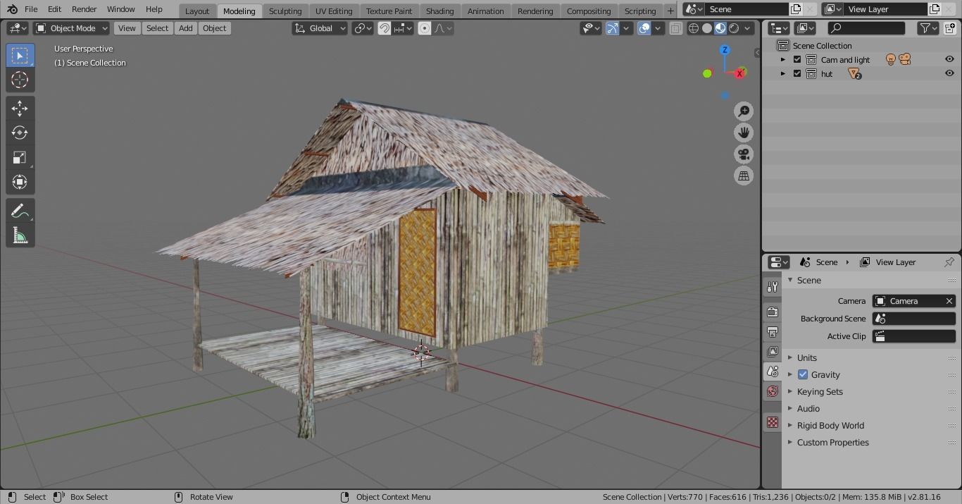 Lowpoly House nipa hut - shanty Low-poly 3D model_3