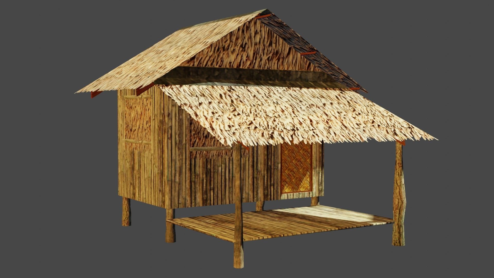 Lowpoly House nipa hut - shanty Low-poly 3D model_4