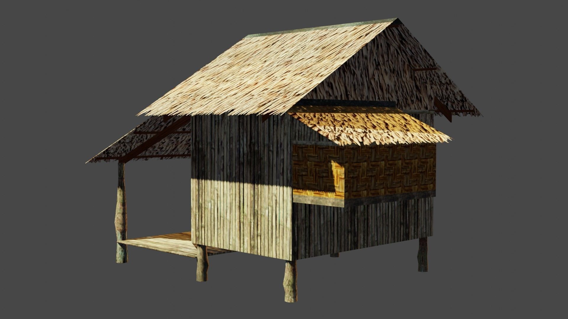 Lowpoly House nipa hut - shanty Low-poly 3D model_5