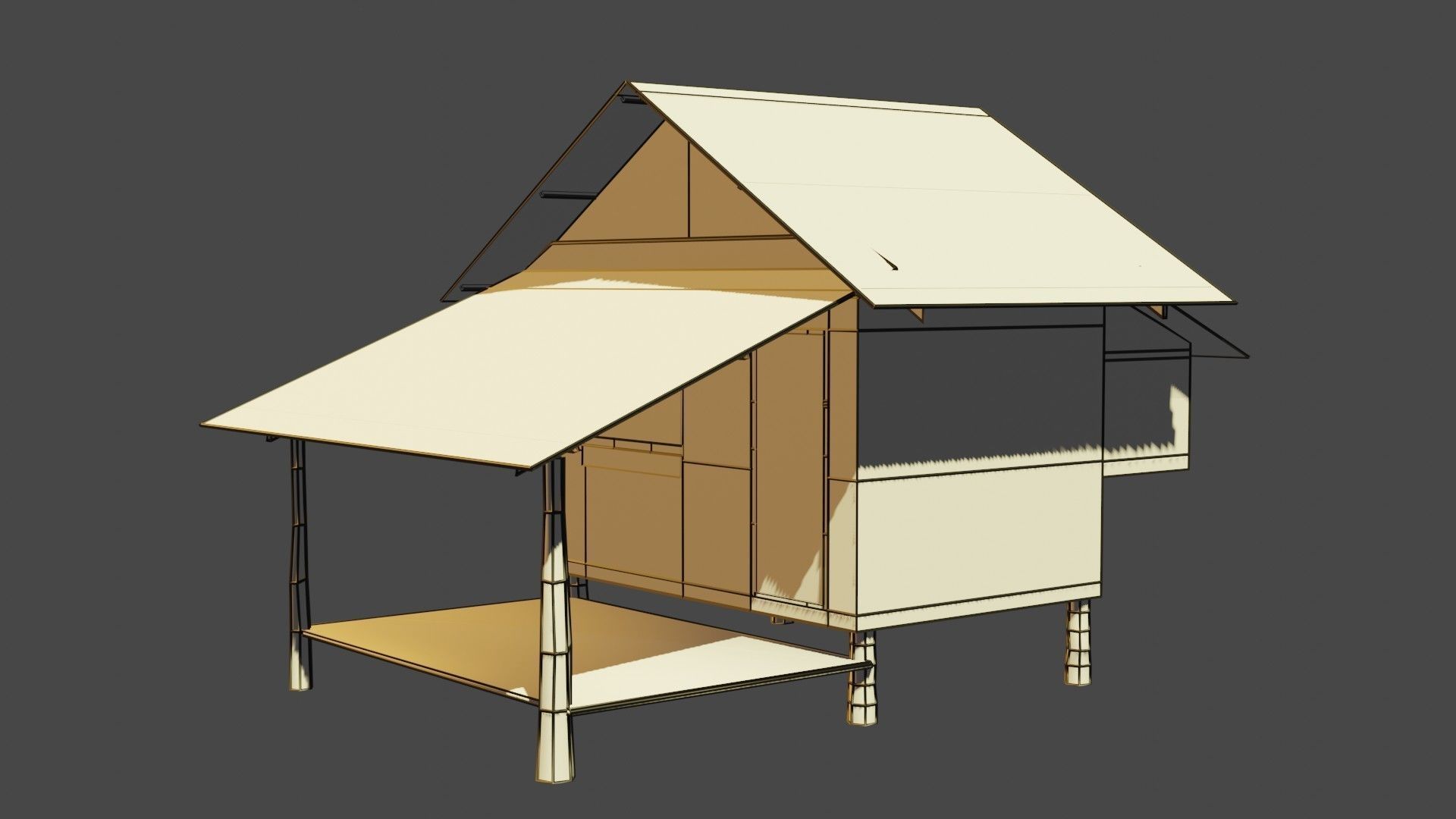 Lowpoly House nipa hut - shanty Low-poly 3D model_8