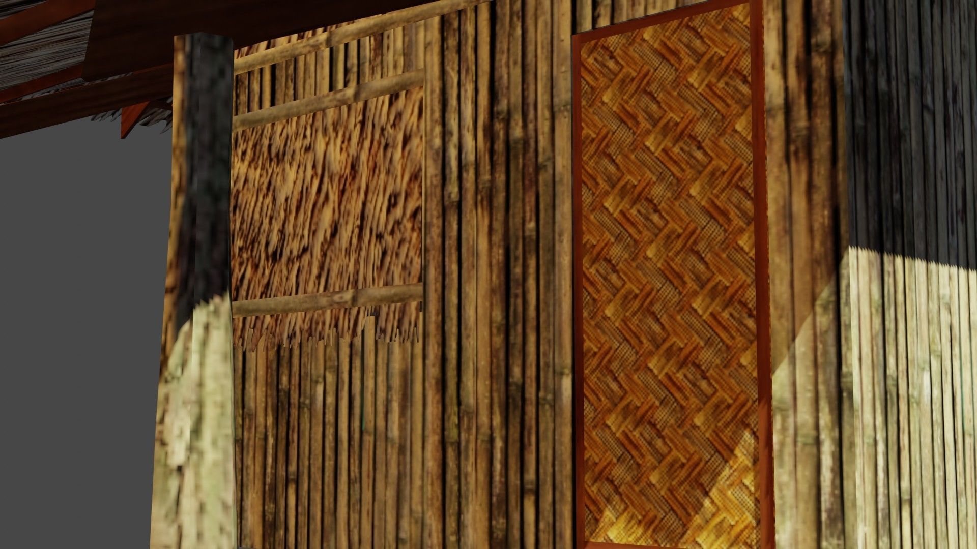 Lowpoly House nipa hut - shanty Low-poly 3D model_7