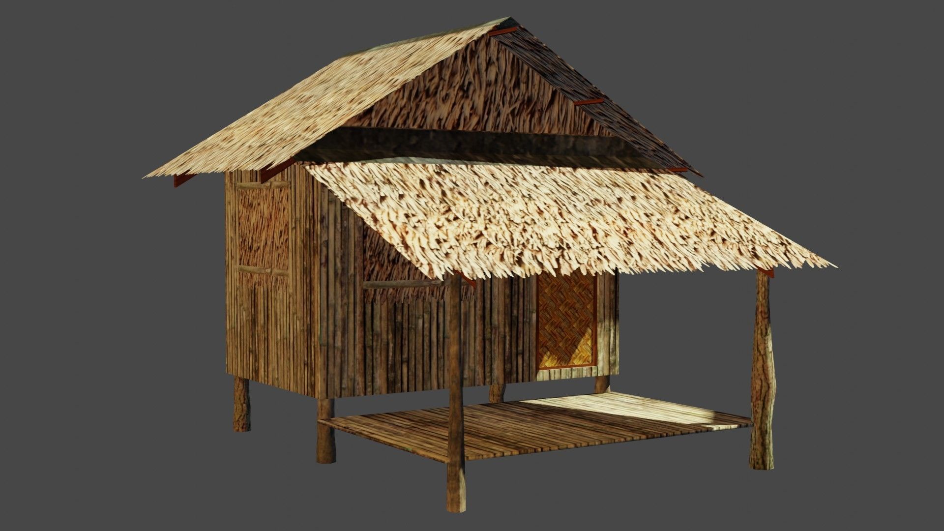 Lowpoly House nipa hut - shanty Low-poly 3D model_2