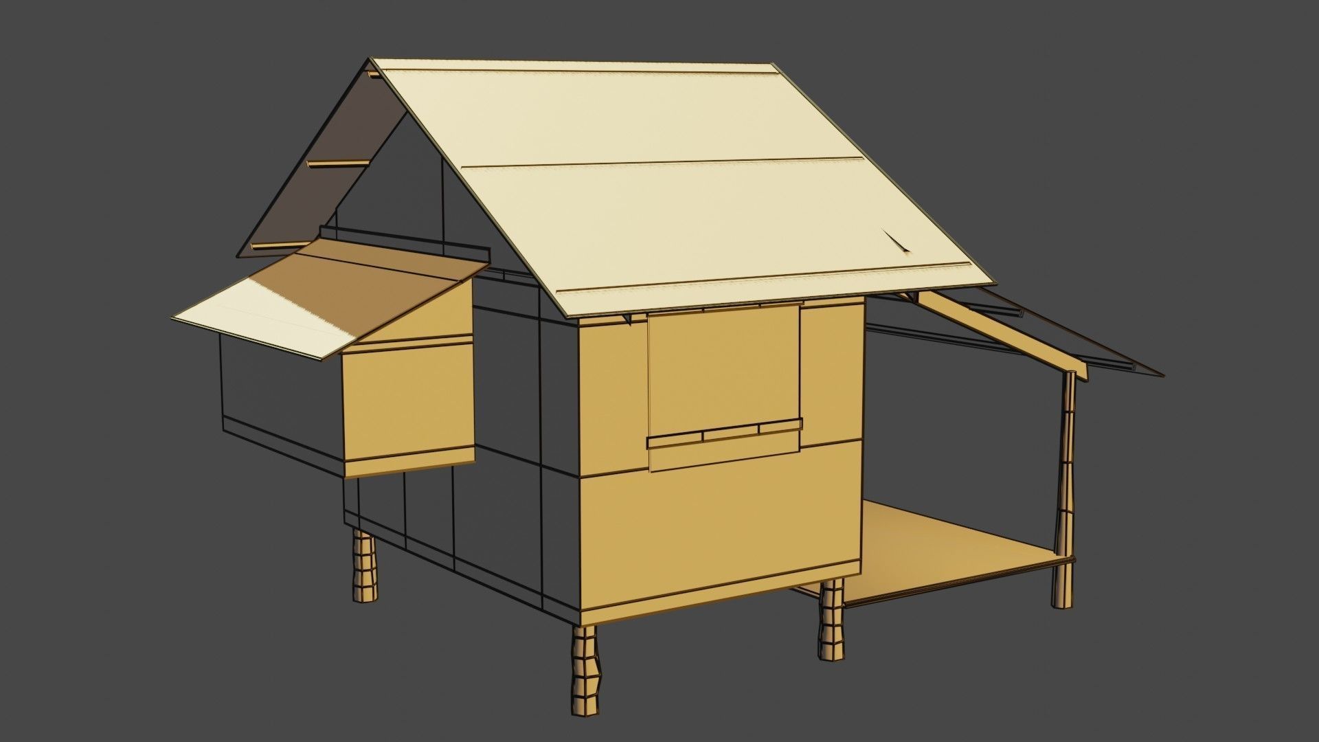 Lowpoly House nipa hut - shanty Low-poly 3D model_9