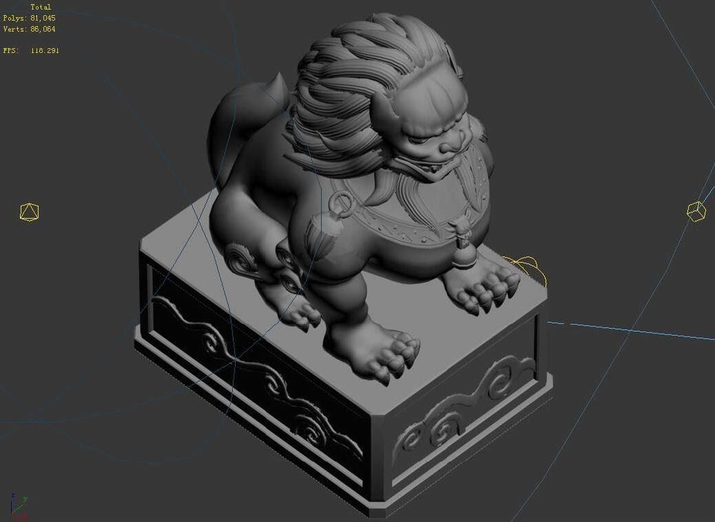 Han Dynasty - Dato Stone Lion 3D model_3