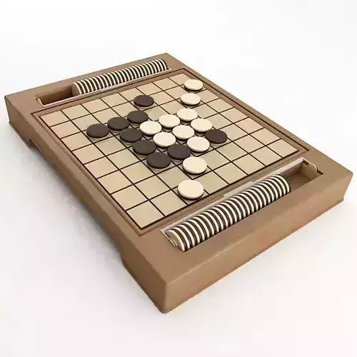 Reversi wooden board game with pieces