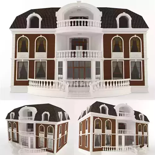 cottage house with balconies