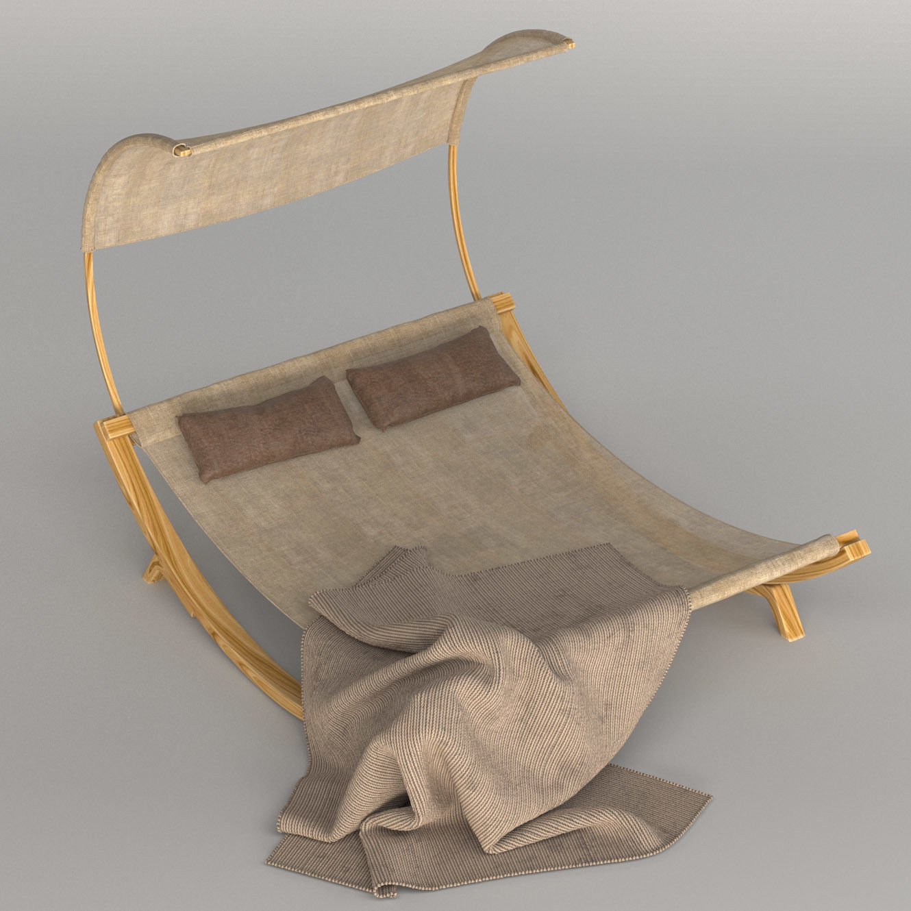 Maura Double Chaise Lounge with Cushion Free 3D model_3