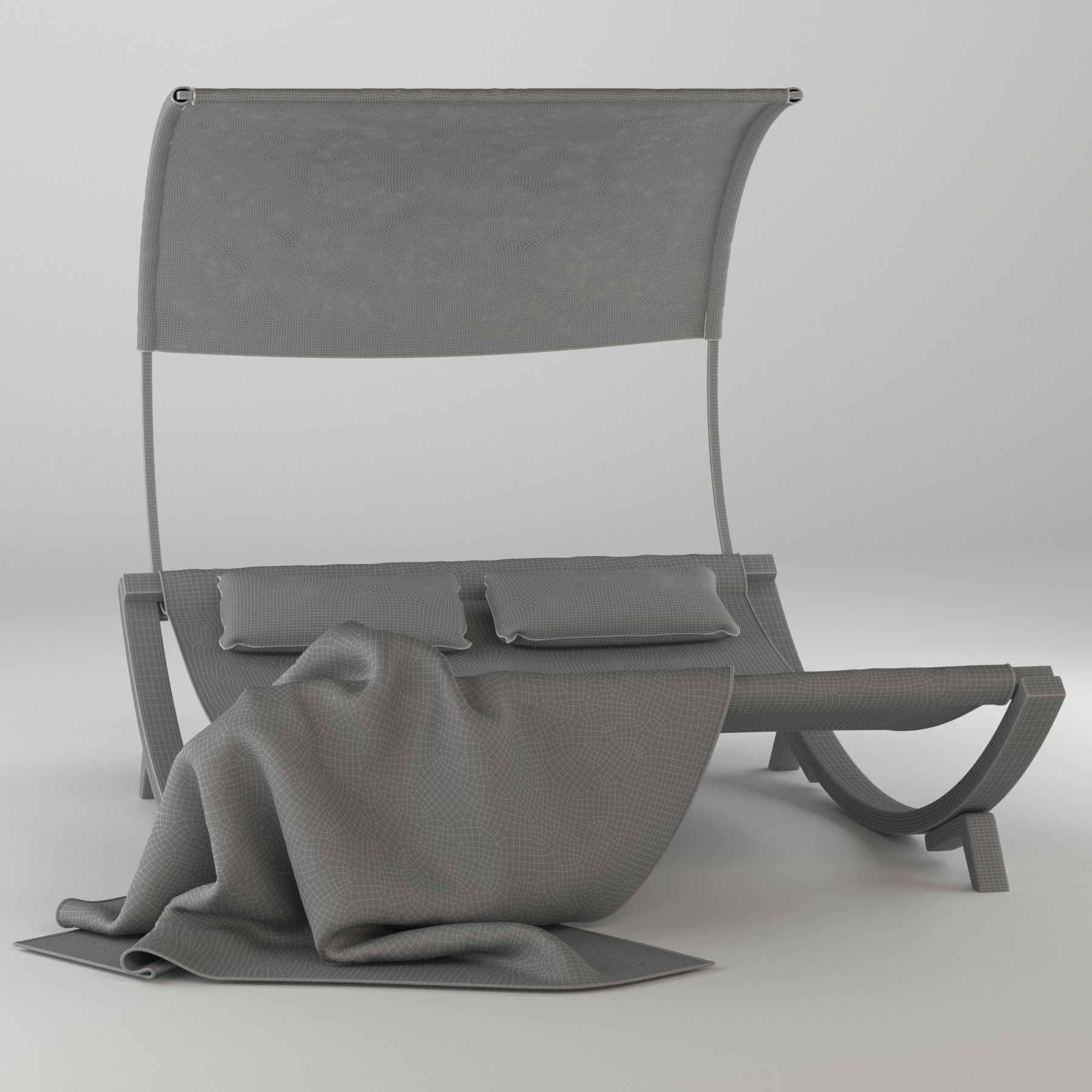 Maura Double Chaise Lounge with Cushion Free 3D model_1